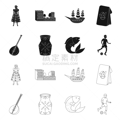 分离着色,图标集,人造物,传统,国内著名景点,咖啡,清新,女人