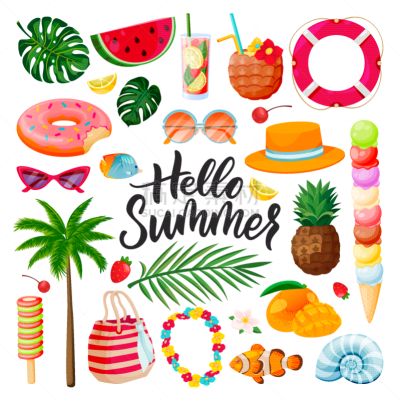 夏天,海滩,度假,计算机图标,绘画插图,矢量,书法,文字,化学元素周期表,气氛