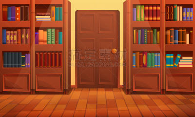图书馆,矢量,绘画插图,动画片,室内,可爱的,公寓,舒服,图像,美