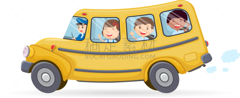 校车,儿童,乐趣,巴士,分离着色,男孩,黄色,人,概念,骑车