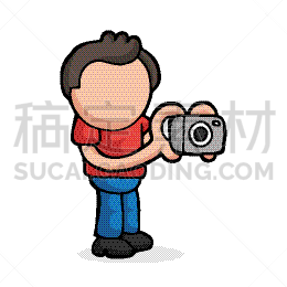 摄影师,男人,手,卡通,电影摄影师,新闻记者,旅行者,站,绘制