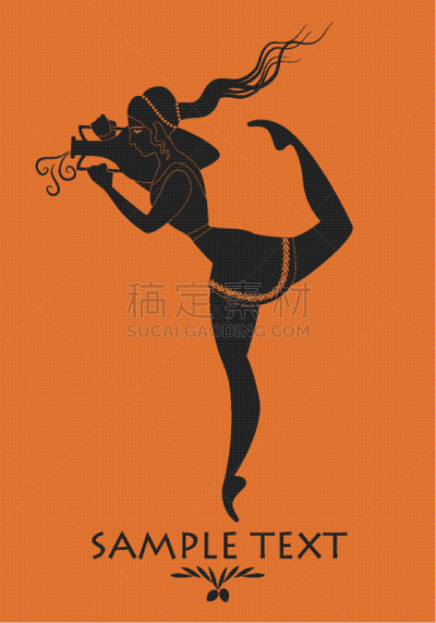 双耳罐,女孩,平衡折角灯,古希腊,华丽的,花瓶,运送,剪影,度假