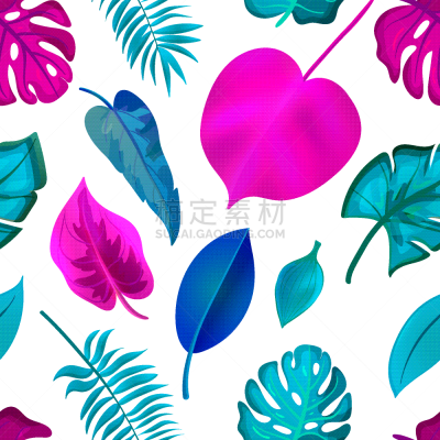seamless pattern realistic tropical leaves