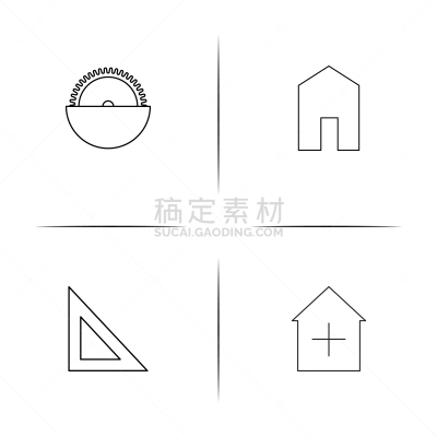 直的,建筑业,图标,极简构图,建筑体,矢量,房屋,三角板,图像,标志