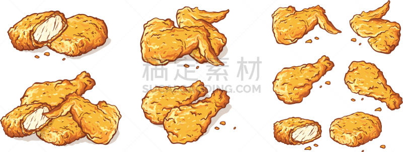 分离着色,矿块,炸鸡,动物腿,脆,热,菜单,肉,清新,收集