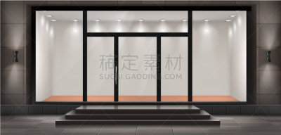 外立面,陈列室,空的,商店,购物中心,概念,太空,照亮