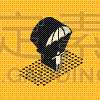 isometric parachute and silhouette person icon