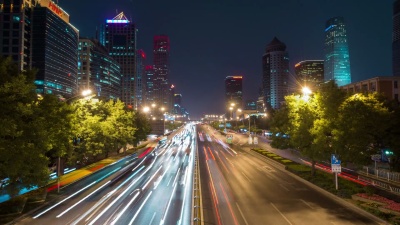 时光流逝——北京夜间城市交通(WS/Zoom Out)