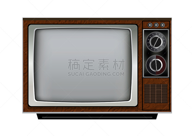retro old vintage television on white background