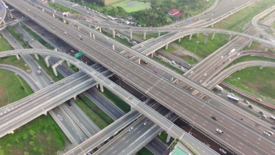 泰国曼谷的公路交通，鸟瞰