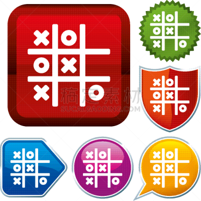 闪亮的,井字游戏,图标,按钮,组图,白色,红色,布置,休闲,联系