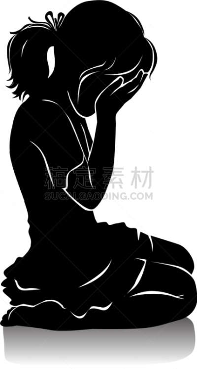 女孩,女儿,肖像,小的,剪影,哭,思考,爱,吹