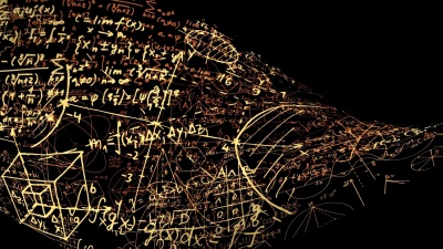 抽象数学公式在虚拟空间中移动。环路