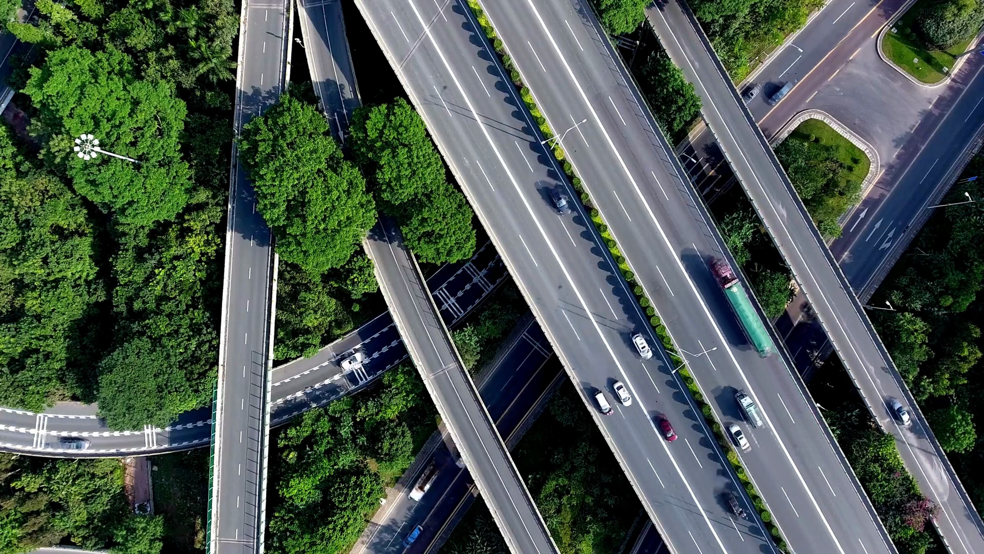 公路路口鸟瞰