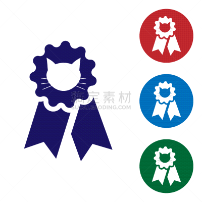 奖,分离着色,猫,图标,白色,事件