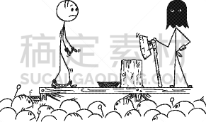 男人,一个人,卡通,刽子手,群众,概念,名声,步行