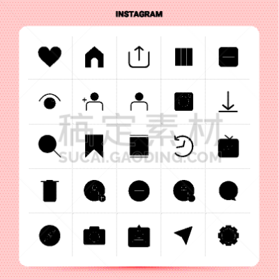 solid 25 instagram icon set glyph style design