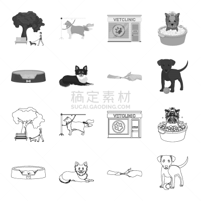 兽医,宠物,爪,牧羊人,轮廓,垃圾,高雅,图像,收集,教育