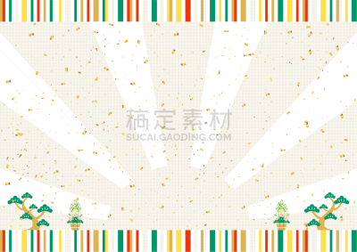 新年前夕,绘画插图,运动茄克,新年,门松,五彩纸屑,金叶,图像,传统节日,无人