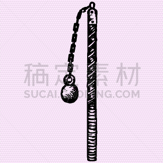 中世纪时代,连枷,轮廓,木制,金属,潦草,图像,矢量