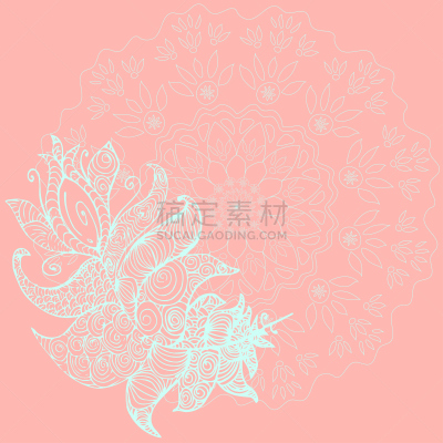 粉色,曼荼罗,绘画插图,矢量,翎毛,红色,绿色,绿松石,唇形科