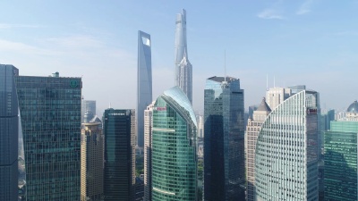 无人机拍摄 上海陆家嘴金融区 鸟瞰。