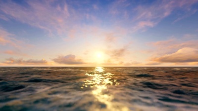 海景。海洋中的日落
