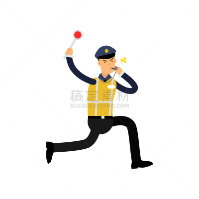 吹口哨,警官,交通管理员,慢跑,制服,安全的,男人,交通,汗衫