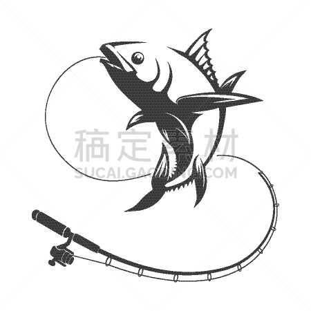 tuna fish and fishing rod