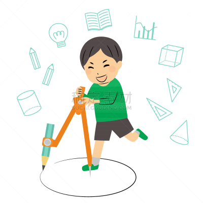 小学,绘画插图,可爱的,图表,仅日本人,铅笔,三角板,儿童,尺,学校用品