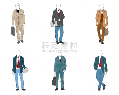 男商人,数字6,极简构图,女商人,人,男人,白色,红色,概念,收集