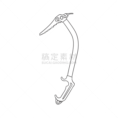 hand drawn ice axe mountaineering tool