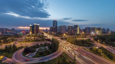 北京道路交叉口夜间时延鸟瞰(WS)