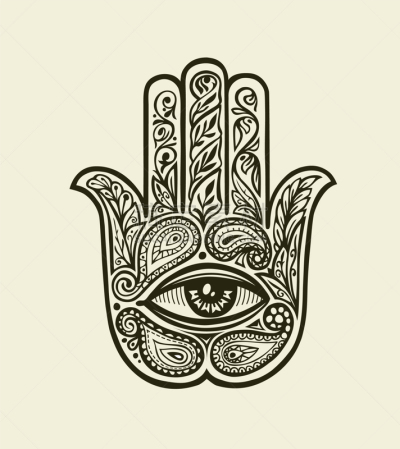 华丽的,项坠,法蒂玛之手,犹太教,拇指,绘制,设计,复古