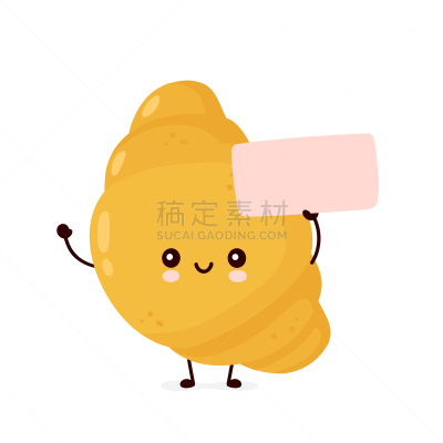 可爱的,牛角面包,标志,空的,快乐,蛋糕,面包,甜点心,拿着,名牌