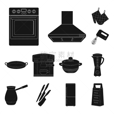 厨房器具,黑色,计算机图标,家居设施,咖啡,冰箱,擦菜板,炖锅,收集,油炸