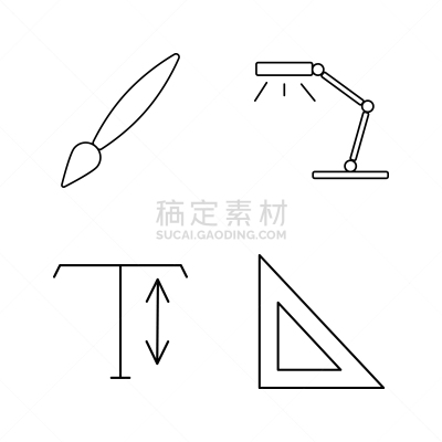 轮廓,直的,图标集,矢量,三角板,图像,标志,石洞壁画,台灯