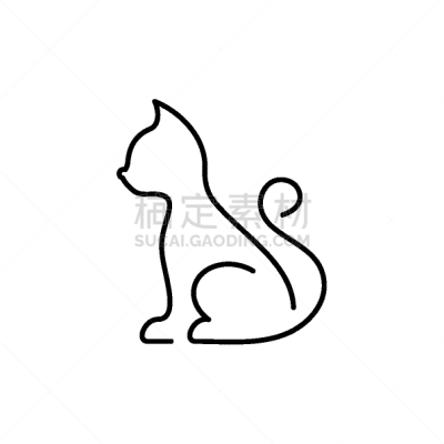 猫,黑色,线图标,分离着色,可爱的,概念,门诊部,性格,动物,品牌名称