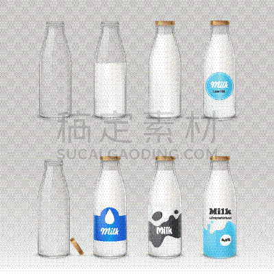 瓶子,分离着色,白色,饮料,传统,清新,食品,早餐,布置,收集