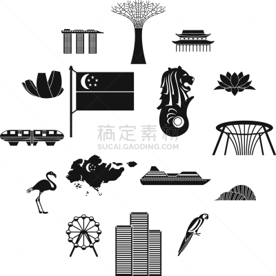 新加坡市,简单,国际著名景点,旅行者,非都市风光,地形,几何形状,黑色,布置,收集