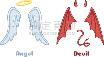魔鬼,天使,翅膀,卡通,有角的,鸟类,恶魔,剪影
