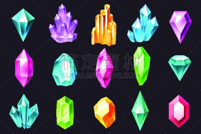 卡通,蓝宝石,矢量,水晶,珠宝,多色的,贵重宝石,石笋,紫水晶,钟乳石