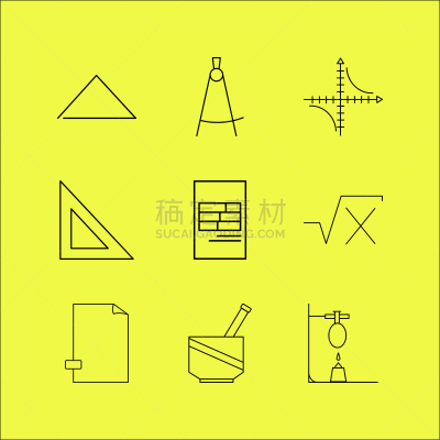 轮廓,直的,图标集,计算机图标,矢量,几何形状,文档,三角板,图像,教育