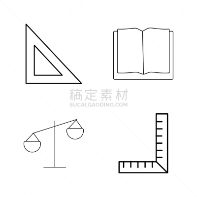 轮廓,直的,图标集,矢量,三角板,平衡,图像,标志,石洞壁画