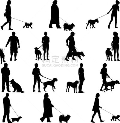 人,狗,分离着色,纯种犬,梗犬,图像,杜宾犬,布置,收集,坐