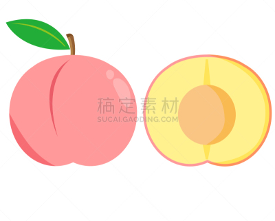 水果,绘画插图,秋天,矢量,桃,食物链,膳食纤维,清新,珊瑚色,食品