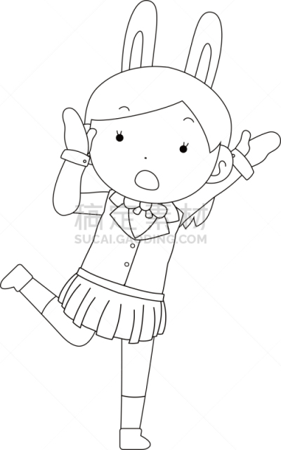 女孩,轮廓,兔耳朵,水手服,可爱的,休闲游戏,宅男,惊骇,一个人,引座员