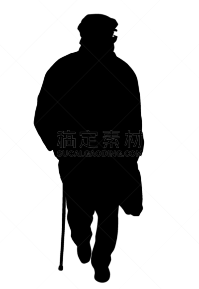 手杖,老年男人,分离着色,多代家庭,人,肢体缺损,古老的,男人,图像,步行