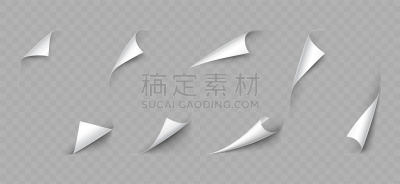 白色,书页,角落,三维图形,矢量,卷着的,复杂,写实,布置