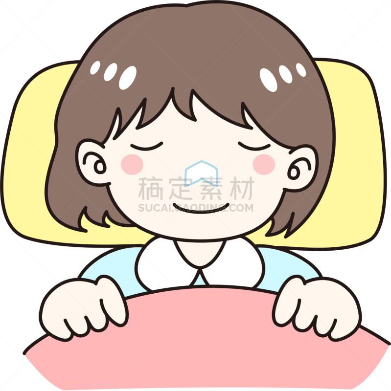 绘画插图,女孩,人的鼻子,缎带,鼻腔,健康保健,平和,舒服,一个人,嘴唇